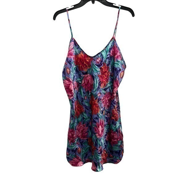 Inner Most Vintage Satin Nightgown negligee L Pink red purple spaghetti strap - Picture 1 of 6